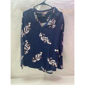 Joules Size 10 Navy Blue V-Neck Pullover Long Sleeve Blouse